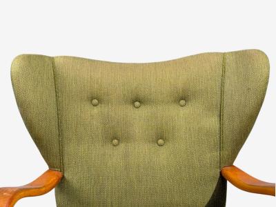 Swedish Modern Lounge Chairs Elm Green Fabric Sweden 1930s