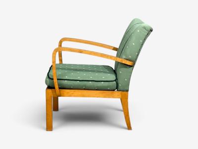 Swedish Modern Lounge Chairs Hardwood Fabric Sweden 1940s