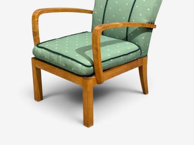 Swedish Modern Lounge Chairs Hardwood Fabric Sweden 1940s