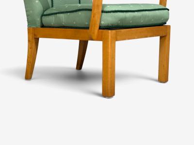 Swedish Modern Lounge Chairs Hardwood Fabric Sweden 1940s