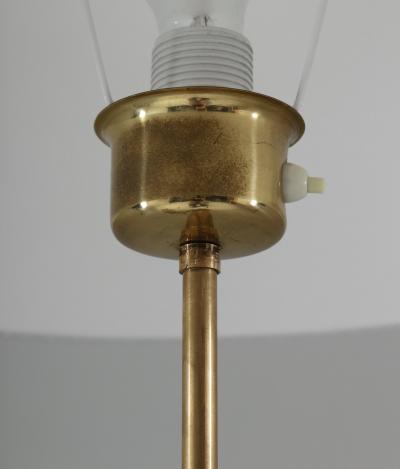 Swedish Modern Midcentury Floor Lamp in Brass and Rattan 1940s