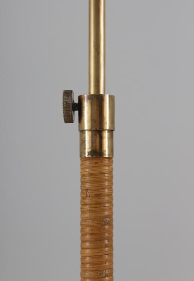 Swedish Modern Midcentury Floor Lamp in Brass and Rattan 1940s