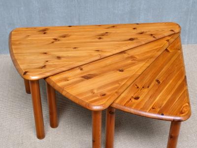 Swedish Modern Modular Fan Shaped Coffee Table in Solid Pine Wood 1960s