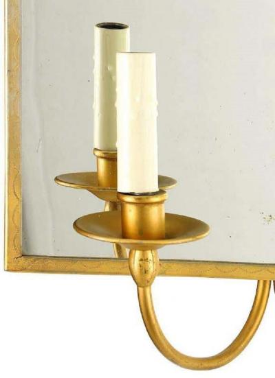 Swedish Modern Neoclassical Gilt Pewter Mirror Wall Sconce Carl Bergstrom 1930