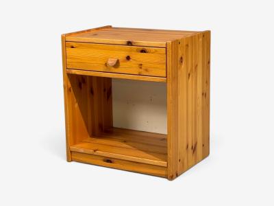 Swedish Modern Nightstands Pine Leather Sweden 1970s