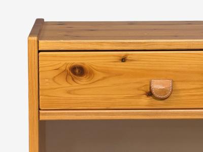 Swedish Modern Nightstands Pine Leather Sweden 1970s
