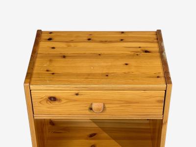 Swedish Modern Nightstands Pine Leather Sweden 1970s