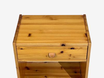 Swedish Modern Nightstands Pine Leather Sweden 1970s