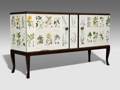 Swedish Modern Nordens Flora Credenza Wallpaper Birch Sweden 1940s