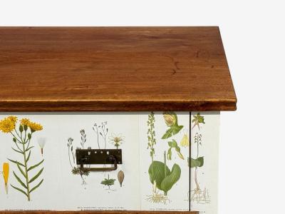 Swedish Modern Nordens Flora Dresser Brass Floral Lithographs Sweden 1930s
