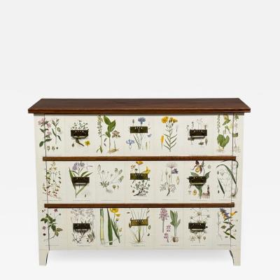 Swedish Modern Nordens Flora Dresser Brass Floral Lithographs Sweden 1930s