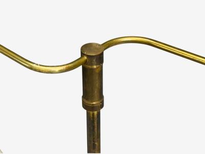 Swedish Modern Organic Floor Lamp Brass Wood Sweden 1940s