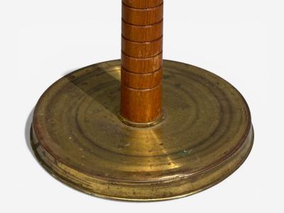 Swedish Modern Organic Floor Lamp Brass Wood Sweden 1940s