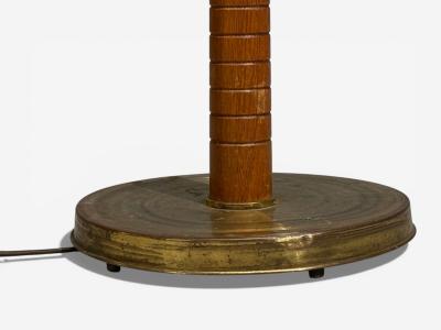 Swedish Modern Organic Floor Lamp Brass Wood Sweden 1940s