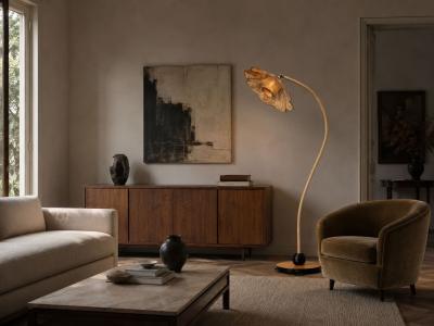 Swedish Modern Organic Floor Lamp Cord Wood Sweden 1930s
