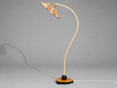 Swedish Modern Organic Floor Lamp Cord Wood Sweden 1930s