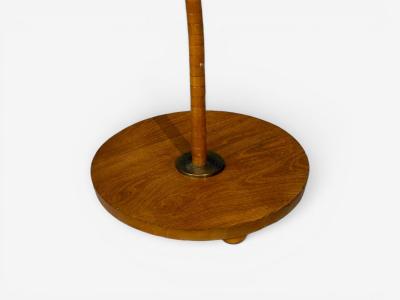 Swedish Modern Organic Floor Lamp Wood Silk Sweden 1930s