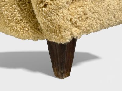 Swedish Modern Organic Lounge Chairs Shearling Wood Sweden 1940s