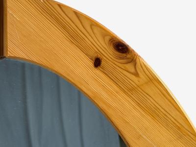 Swedish Modern Oval Wall Mirror Pine Sweden 1970s