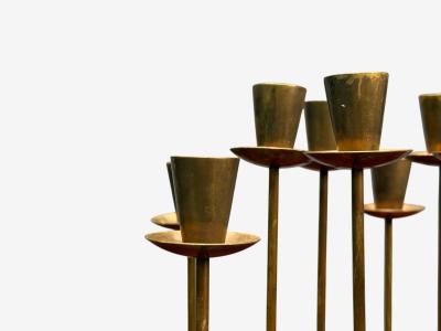 Swedish Modern Patinated Brass Table Candelabras Sweden 1950s