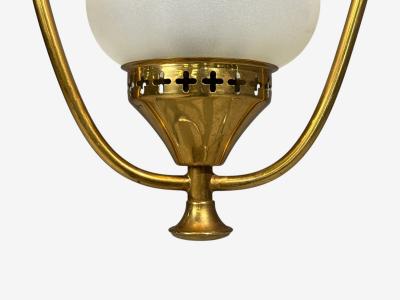 Swedish Modern Pendant Light Brass Frosted Glass Sweden 1940s