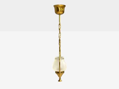 Swedish Modern Pendant Light Brass Frosted Glass Sweden 1940s