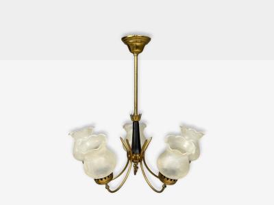 Swedish Modern Pendant Light Brass Glass Sweden 1950s