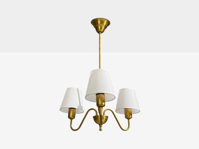 Swedish Modern Pendant Light Brass Wood Sweden 1940s