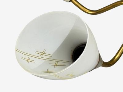 Swedish Modern Pendant Light Opaline Glass Brass Sweden 1940s