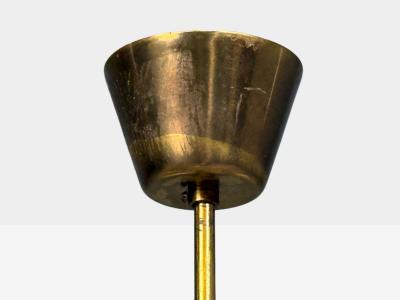 Swedish Modern Pendant Light Opaline Glass Brass Sweden 1940s