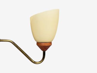 Swedish Modern Pendant Light Teak Brass Glass Sweden 1950s