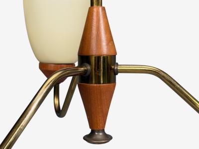 Swedish Modern Pendant Light Teak Brass Glass Sweden 1950s