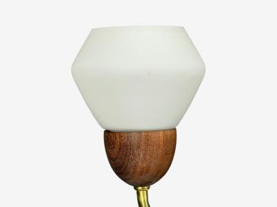 Swedish Modern Pendant Light Teak Opal Glass Brass Sweden 1960s