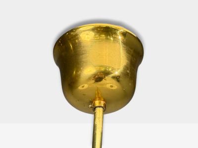 Swedish Modern Pendant Light Teak Opal Glass Brass Sweden 1960s
