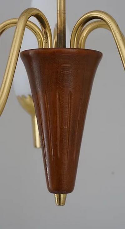 Swedish Modern Pendant in Brass and Glass