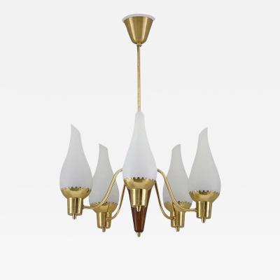 Swedish Modern Pendant in Brass and Glass