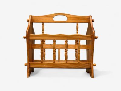 Swedish Modern Pine Magazine Rack Sweden 1960s