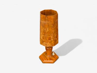 Swedish Modern Pine Marquetry Table Lamp Sweden 1950s