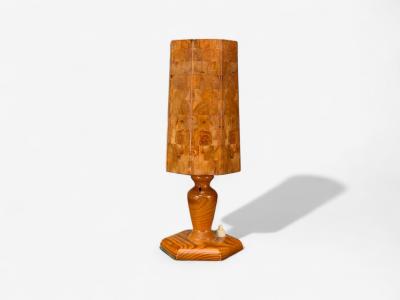 Swedish Modern Pine Marquetry Table Lamp Sweden 1950s