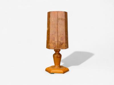 Swedish Modern Pine Marquetry Table Lamp Sweden 1950s