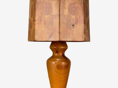 Swedish Modern Pine Marquetry Table Lamp Sweden 1950s