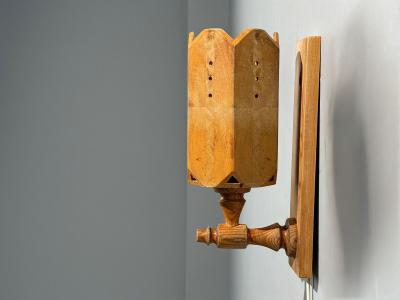 Swedish Modern Pine Wall Sconce Sweden 1970s