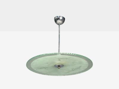 Swedish Modern Raw Glass Metal Pendant Light Sweden 1940s