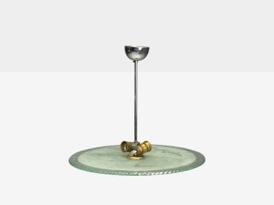 Swedish Modern Raw Glass Metal Pendant Light Sweden 1940s