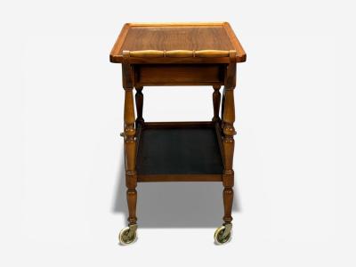 Swedish Modern Rolling Bar Cart Wood Brass Sweden 1970s