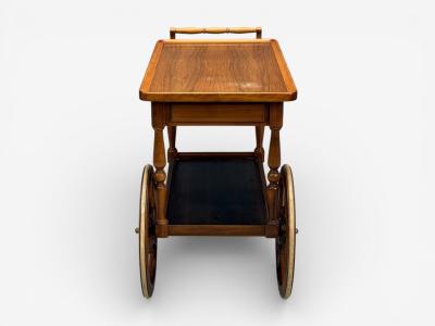 Swedish Modern Rolling Bar Cart Wood Brass Sweden 1970s