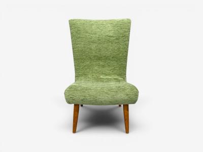 Swedish Modern Scoop Lounge Chair Green Fabric Beech Sweden 1940s