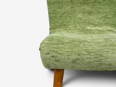 Swedish Modern Scoop Lounge Chair Green Fabric Beech Sweden 1940s