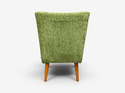 Swedish Modern Scoop Lounge Chair Green Fabric Beech Sweden 1940s