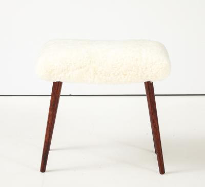 Swedish Modern Sheepskin Stool Circa 1960s
